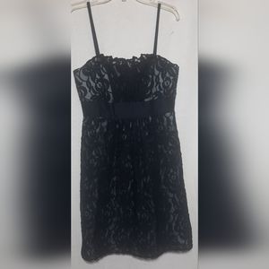 White house black market WHBM black lace dress size 8 strap or strapless EUC